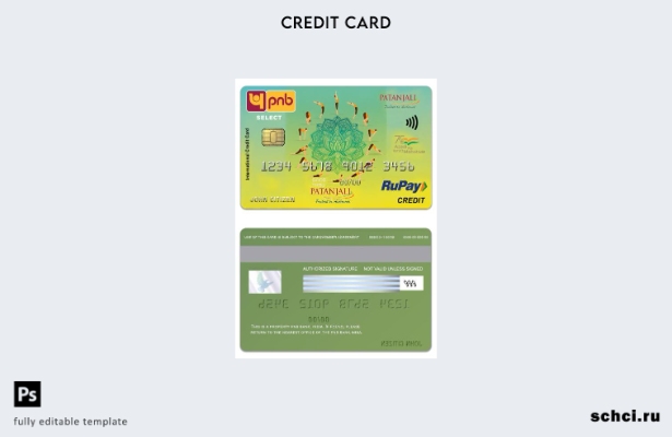 цифровая загрузка India PNB Bank Patanjali RuPay выберите шаблон кредитной карты